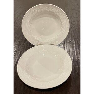 Tabletops Unlimited Battenburg Lace Rimmed Soup Bowl Bowls 9 Inch Set Of‎ 2